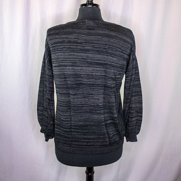 GAP Sweater Top Knit Black Gray Tie Front V Neckline Size S Tall - Picture 3 of 4